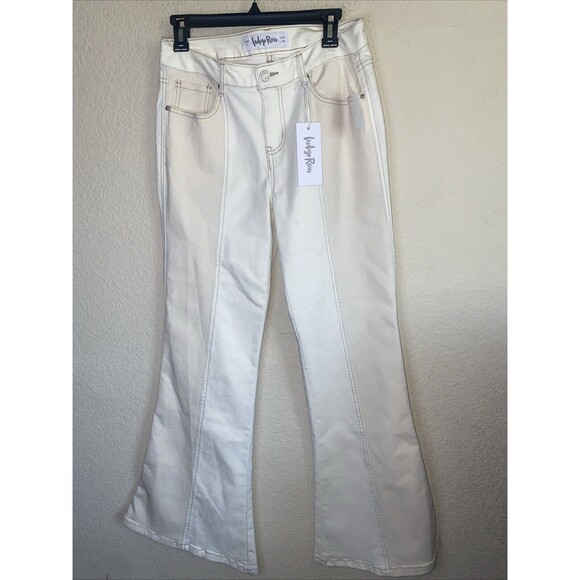 new white Flare Leg Mid Rise 11 W29 Jeans Denim Disco 70s Retro y2k indigo - Picture 1 of 10
